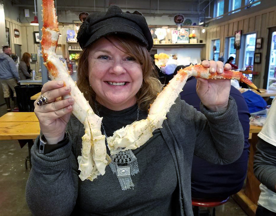 Midgi Moore the owner of Juneau Food Tours at Tracy's Crab Shack